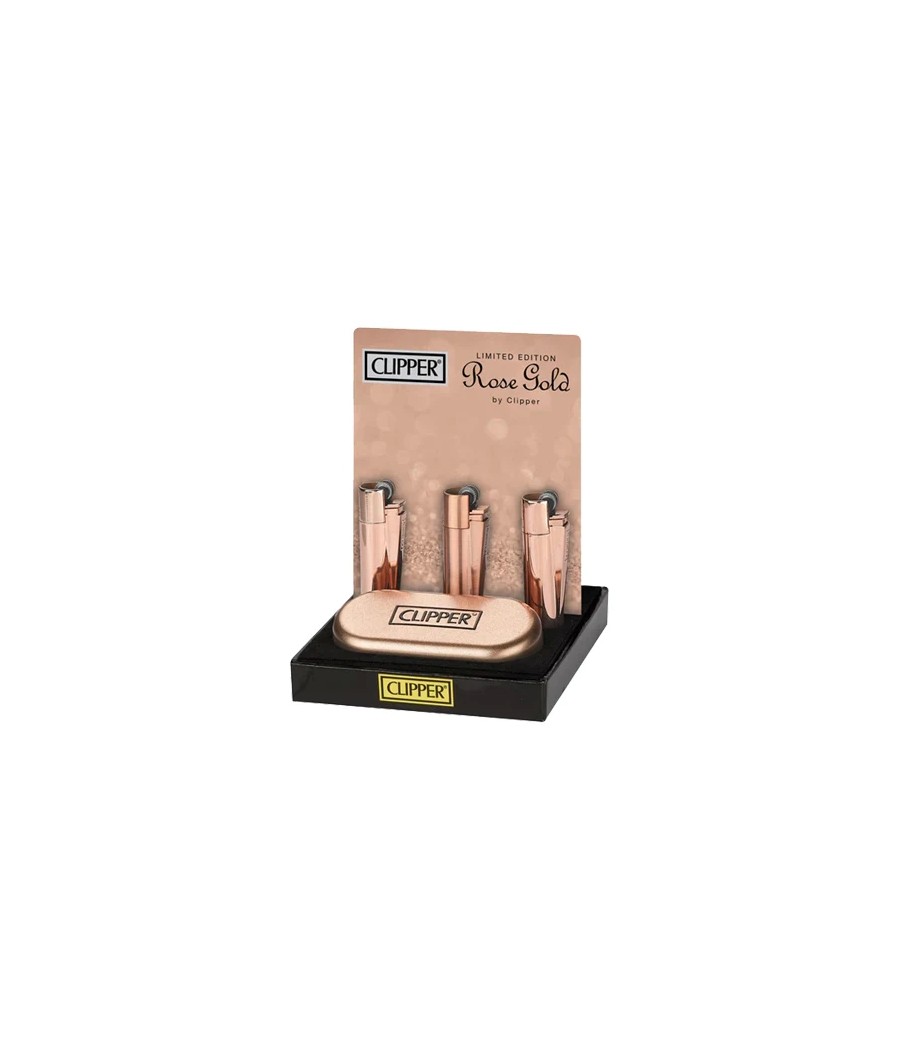 12 Clipper CMP11R Metal Flint Rose Gold Lighters - CM0S057UK