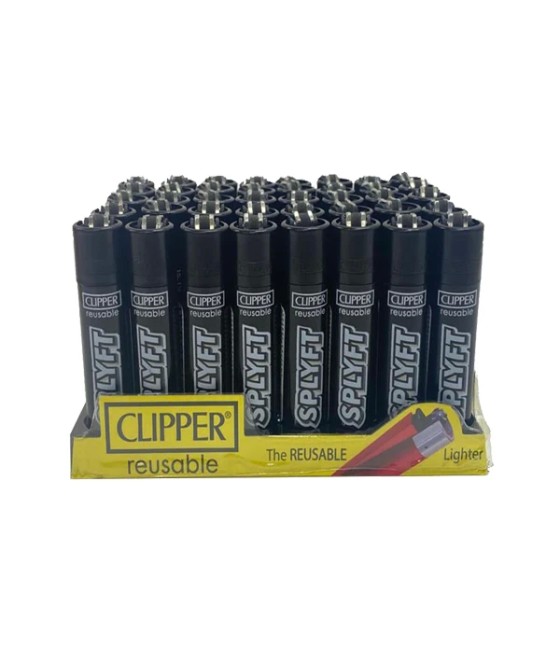 40 Clipper SPLYFT Black Large Classic Refillable Lighters