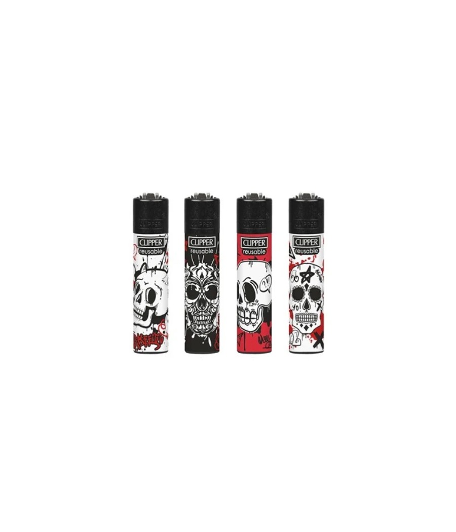 40 Clipper CP11RH Classic Graffiti Skulls Flint Lighters - CL3C1626