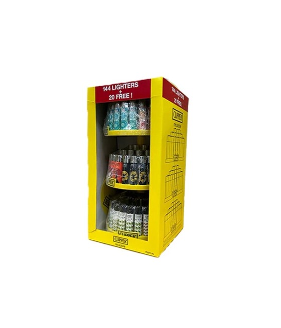 Clipper 3 Tier Display Carousel CP11RH 144 + 20 Mixed Design Lighters - CL3H158UKH