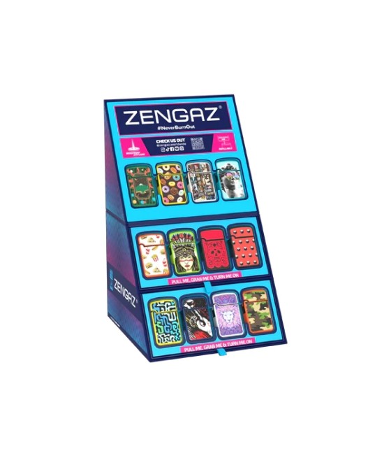 Zengaz Cube ZL-12 Royal Jet (EU-S7) - Jet Flame Lighters Bundle + 48 Lighters with Cube display stand