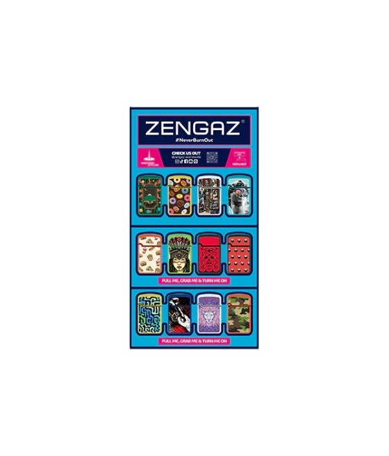 Zengaz Cube ZL-12 Royal Jet (EU-S7) - Jet Flame Lighters Bundle + 48 Lighters with Cube display stand