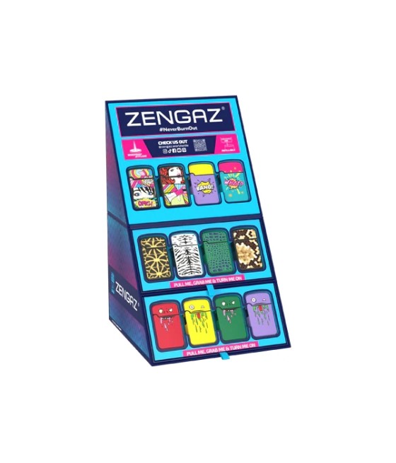 Zengaz Cube ZL-12 Royal Jet (EU-S5) - Jet Flame Lighters Bundle + 48 Lighters with Cube display stand