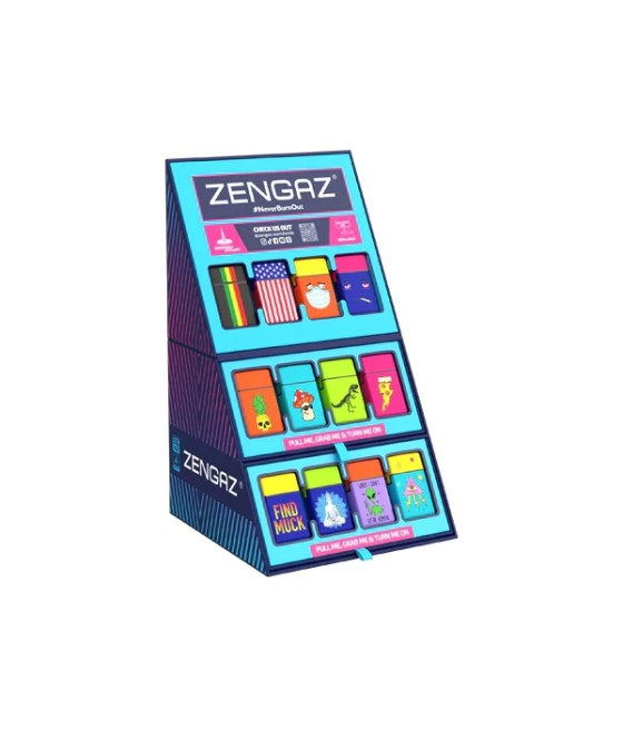 Zengaz Cube ZL-30 Chip Set (EU-S2) - Jet Flame Lighters Bundle + 48 Lighters with Cube display stand