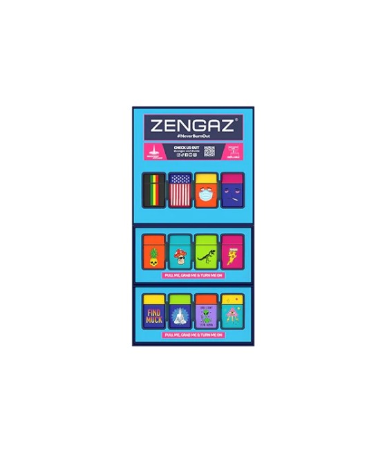 Zengaz Cube ZL-30 Chip Set (EU-S2) - Jet Flame Lighters Bundle + 48 Lighters with Cube display stand