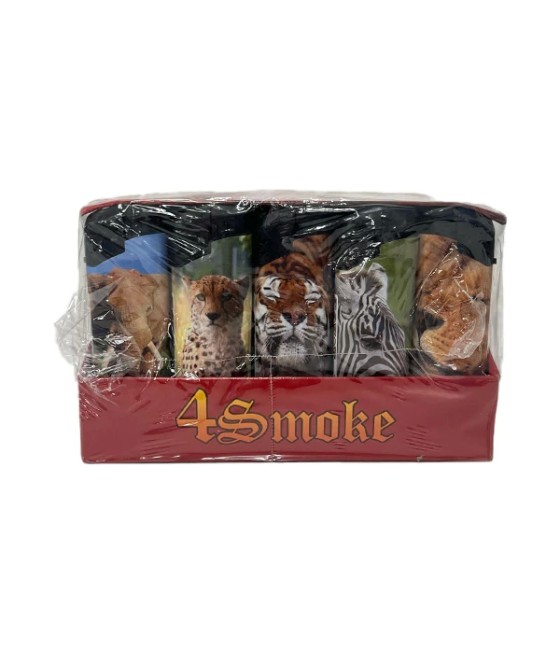50 x 4Smoke Wind-Proof Animal Printed Lighters - HD099