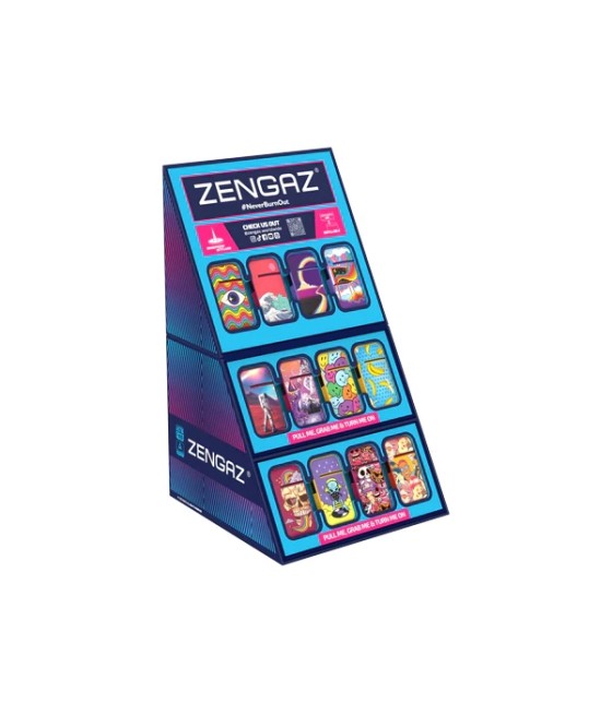 Zengaz Cube ZL-13 Wing Jet (UK-S2) - Jet Flame Lighters Bundle + 48 Lighters with Cube display stand