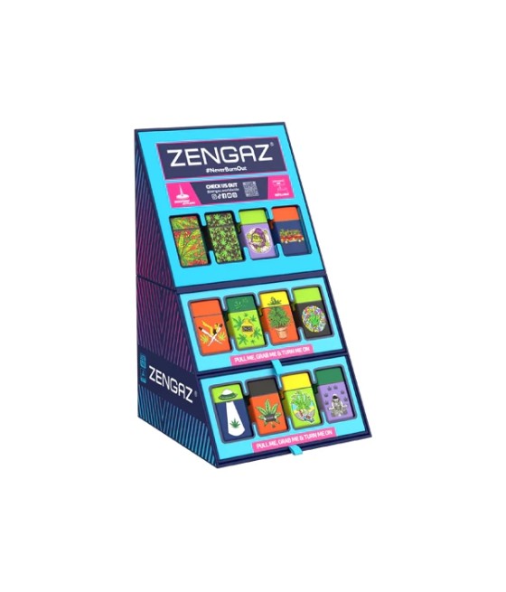Zengaz Cube ZL-30 Chip Set (UK-S3) - Jet Flame Lighters Bundle + 48 Lighters with Cube display stand