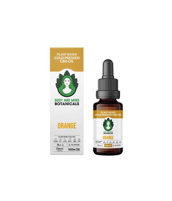 Buy 1000mg CBD Orange Cold Pressed Cannabis Oil 20ml | Body and Mind Botanicals