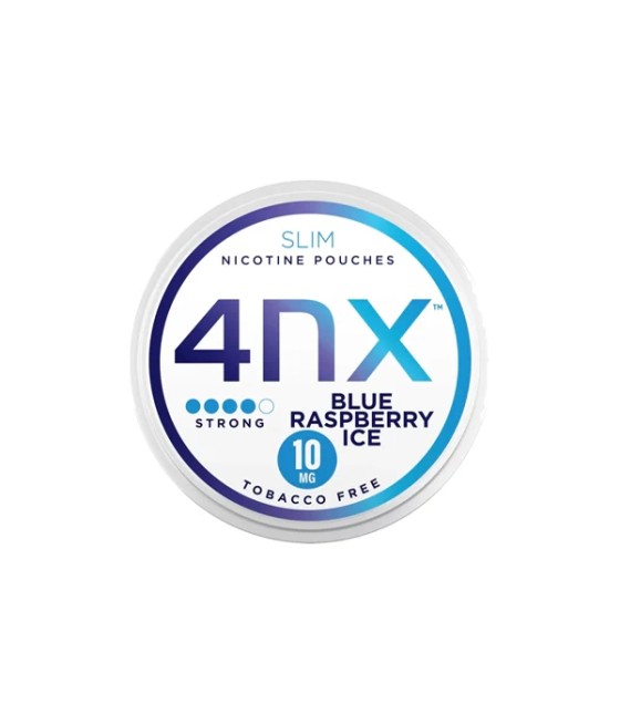 4NX 10mg Blue Raspberry Ice Slim Nicotine Pouches - 20 Pouches