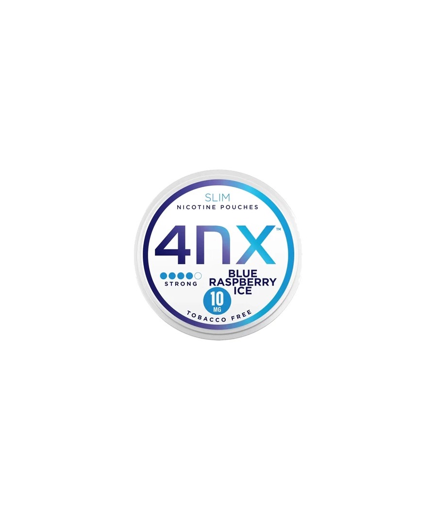 4NX 10mg Blue Raspberry Ice Slim Nicotine Pouches - 20 Pouches
