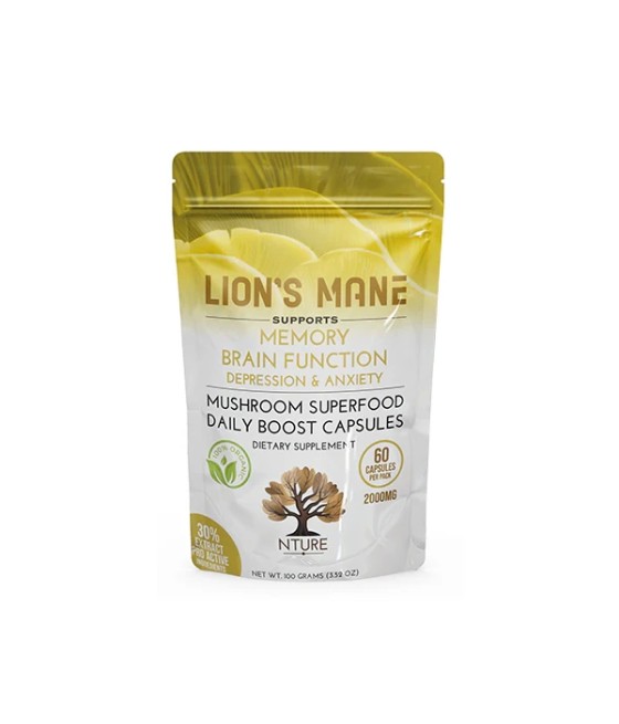 NTURE 2000mg Lion Mane Mushroom Capsules - 60 Caps