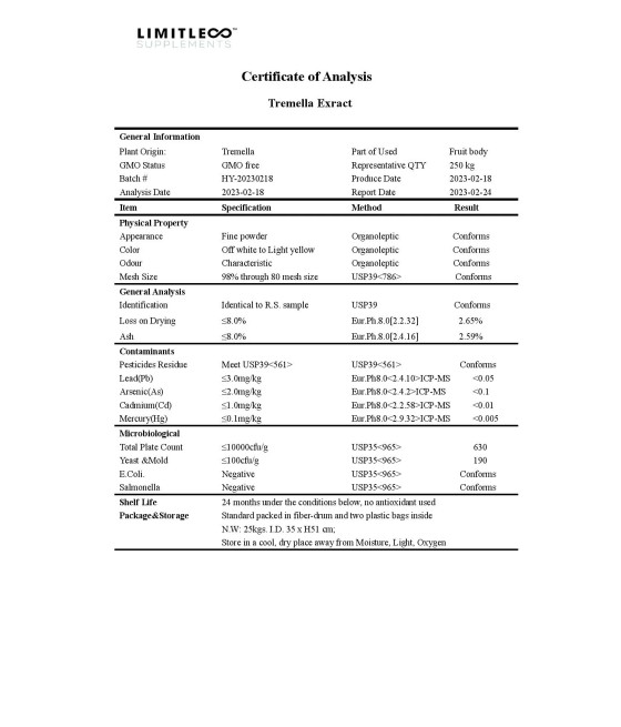 The Shroom Shop Tremella Mushroom 90000mg Powder The Shroom Shop Tremella Mushroom 90000mg Powder