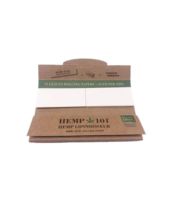 24 Hemp 101 Hemp Connoisseur King Size Slim Rolling Papres with Tips