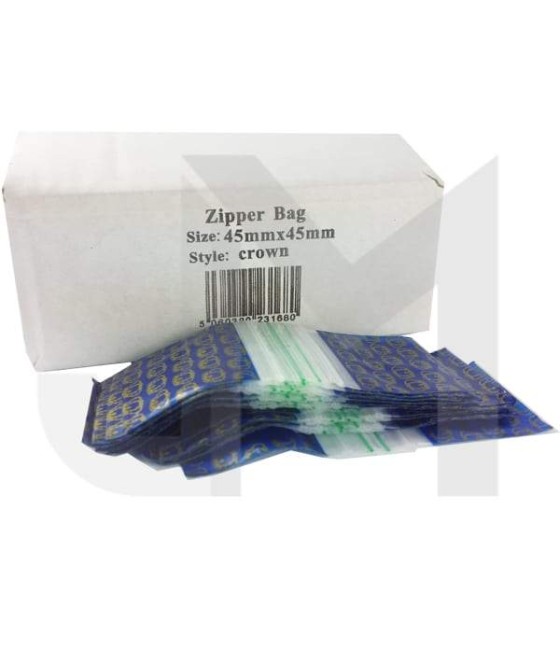 5 x Zipper Branded 45mm x 45mm Crown Bags