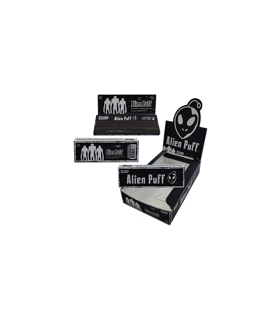 Alien Puff 1 1/4 Size Black Rolling Papers 25 Booklets (HP2125)