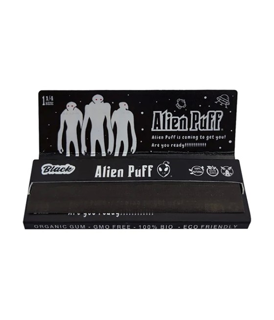 Alien Puff 1 1/4 Size Black Rolling Papers 25 Booklets (HP2125)