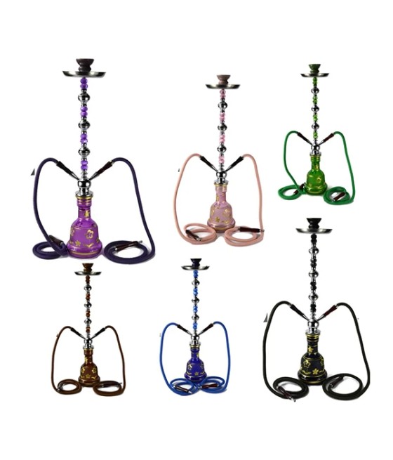 Large 2 Hose Shisha Hookah - Assorted Colours