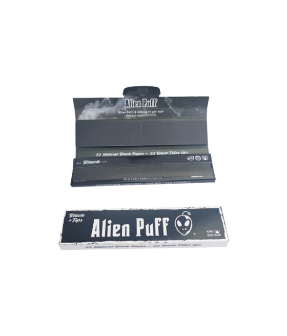33 Alien Puff King Size Black Rolling Papers With Tips ( HP2216 )