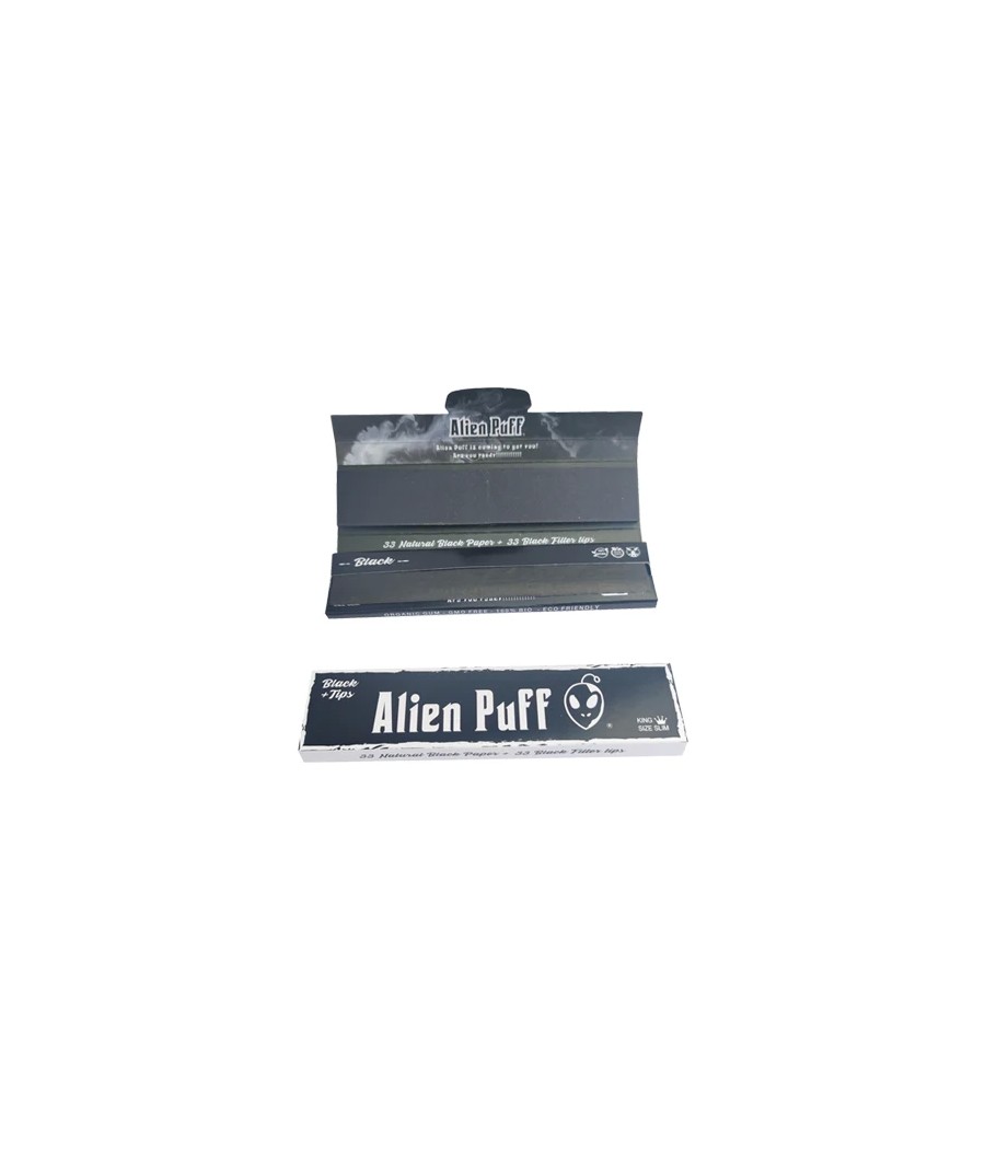 33 Alien Puff King Size Black Rolling Papers With Tips ( HP2216 )