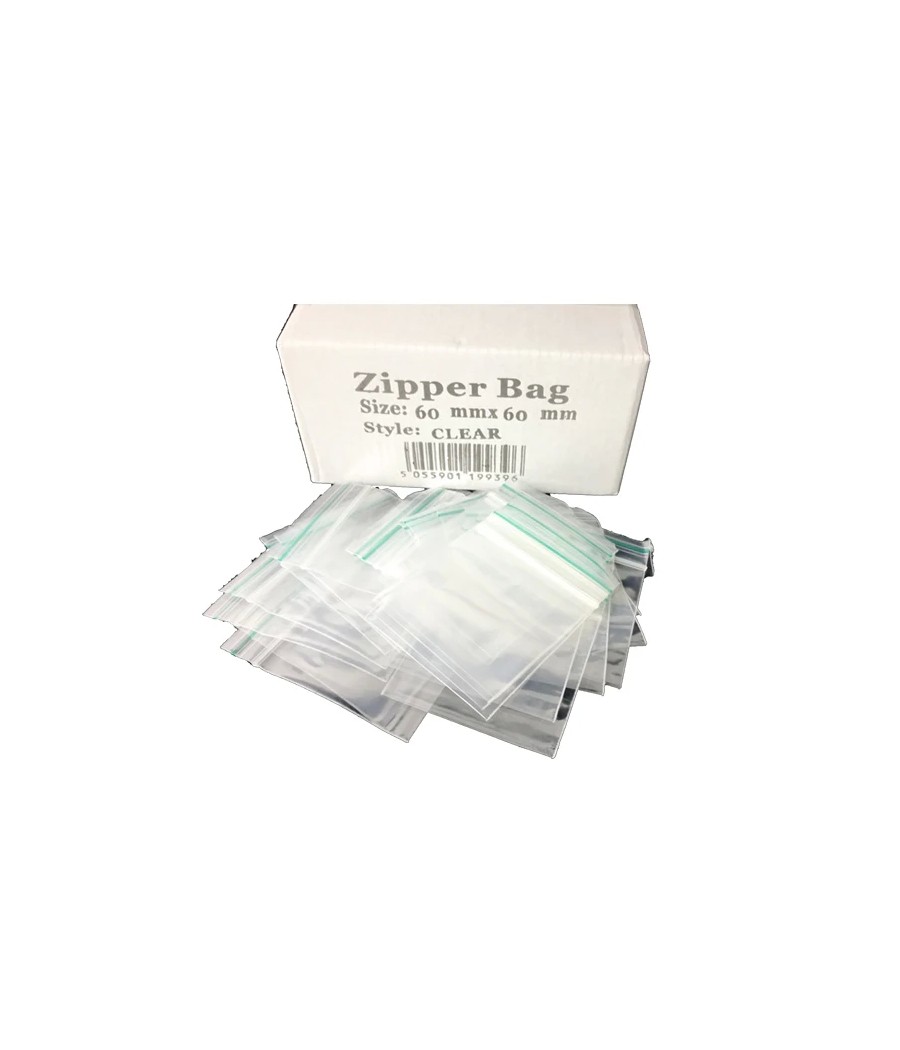 5 x Zipper Branded 60mm x 60mm Clear Bags