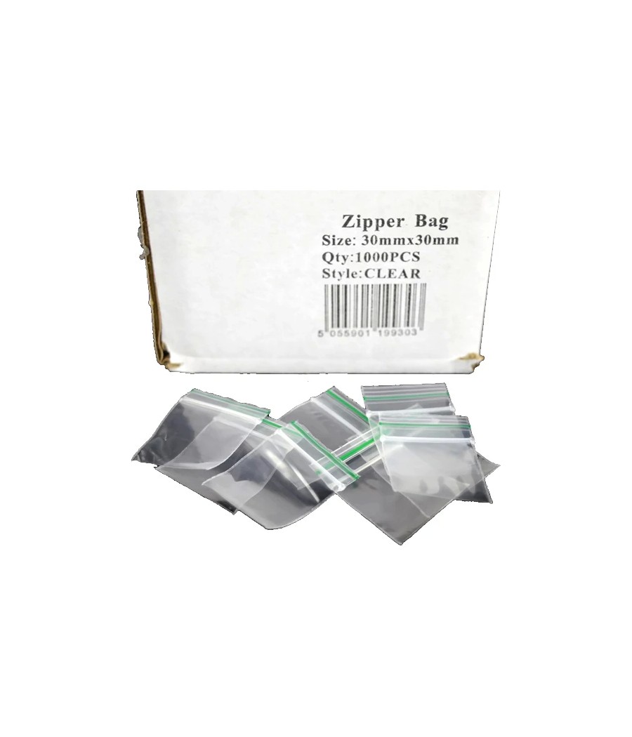 Zipper Branded 30mm x 30mm Clear Bags