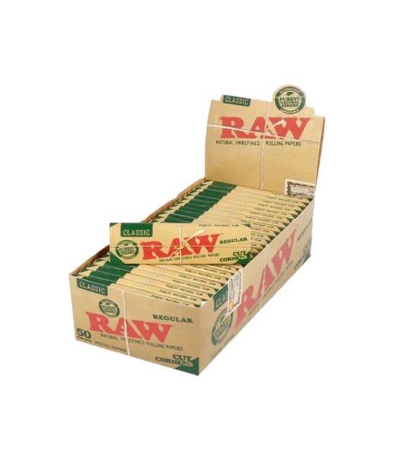 50 Raw Classic Green Regular Corner Cut Rolling Papers