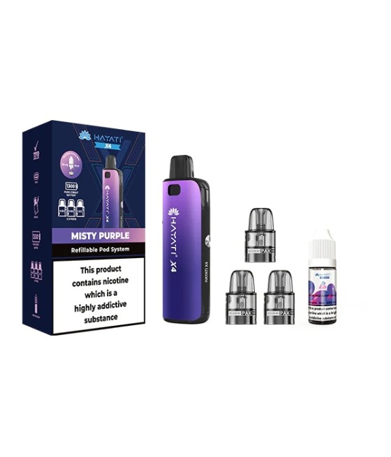Hayati X4 Refillable Pod Vape Kit  Includes 1X Nic Salts 20mg + 3x Refillable Pods