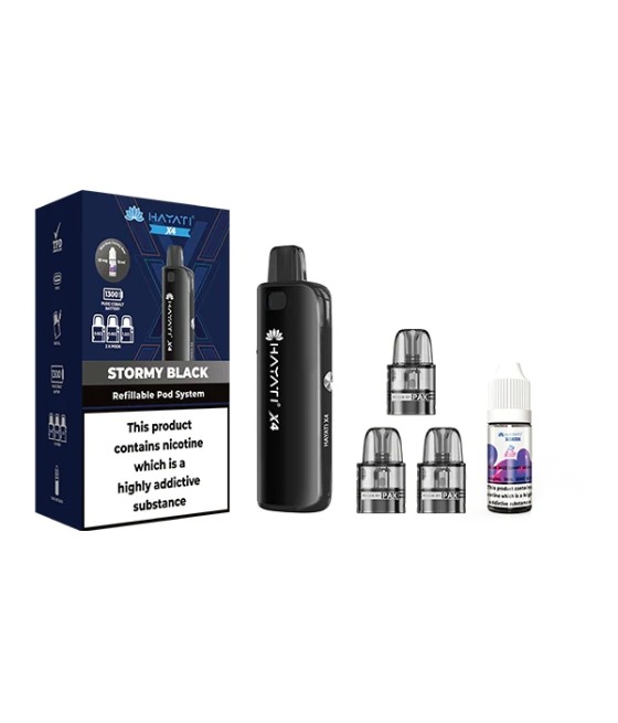 Hayati X4 Refillable Pod Vape Kit  Includes 1X Nic Salts 20mg + 3x Refillable Pods
