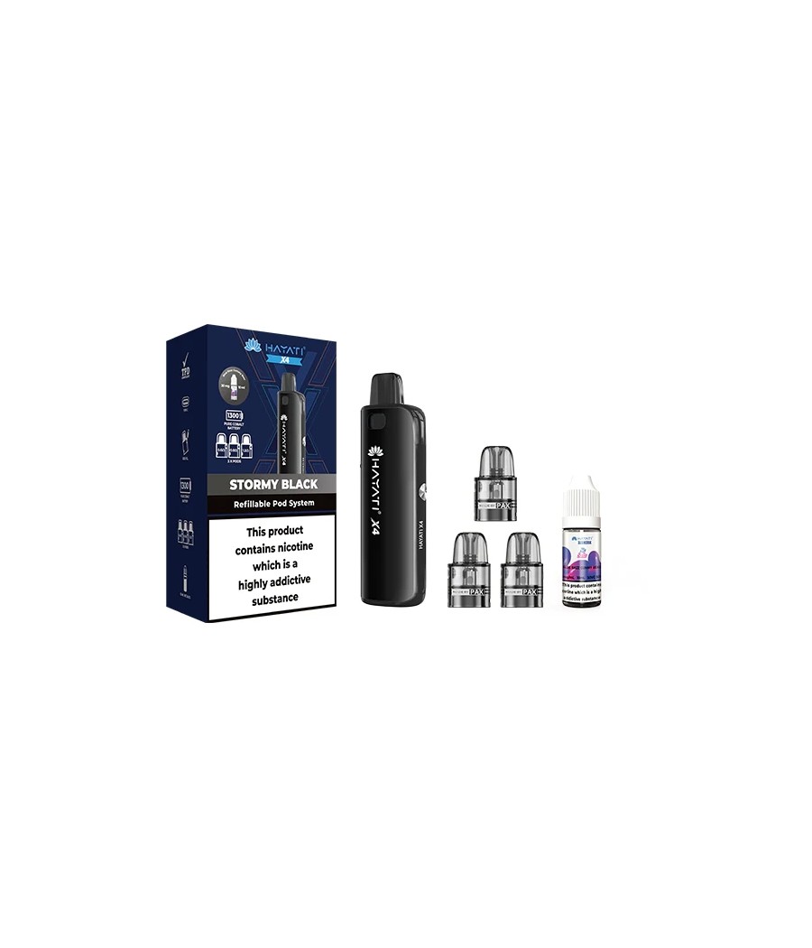 Hayati X4 Refillable Pod Vape Kit  Includes 1X Nic Salts 20mg + 3x Refillable Pods