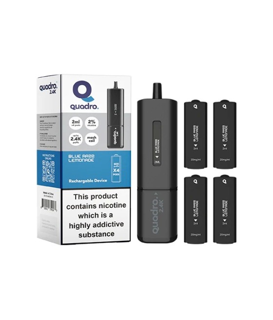 20mg Quadro 2.4K Pod Vape Kit 4 in 1 Black Series 2400 Puffs