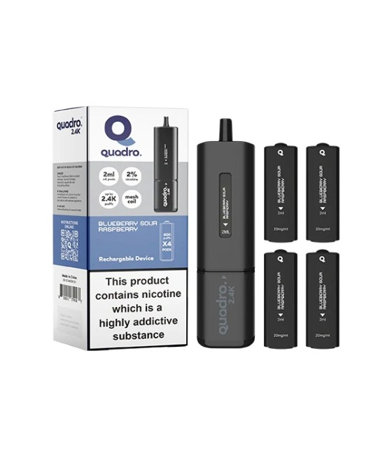 20mg Quadro 2.4K Pod Vape Kit 4 in 1 Black Series 2400 Puffs