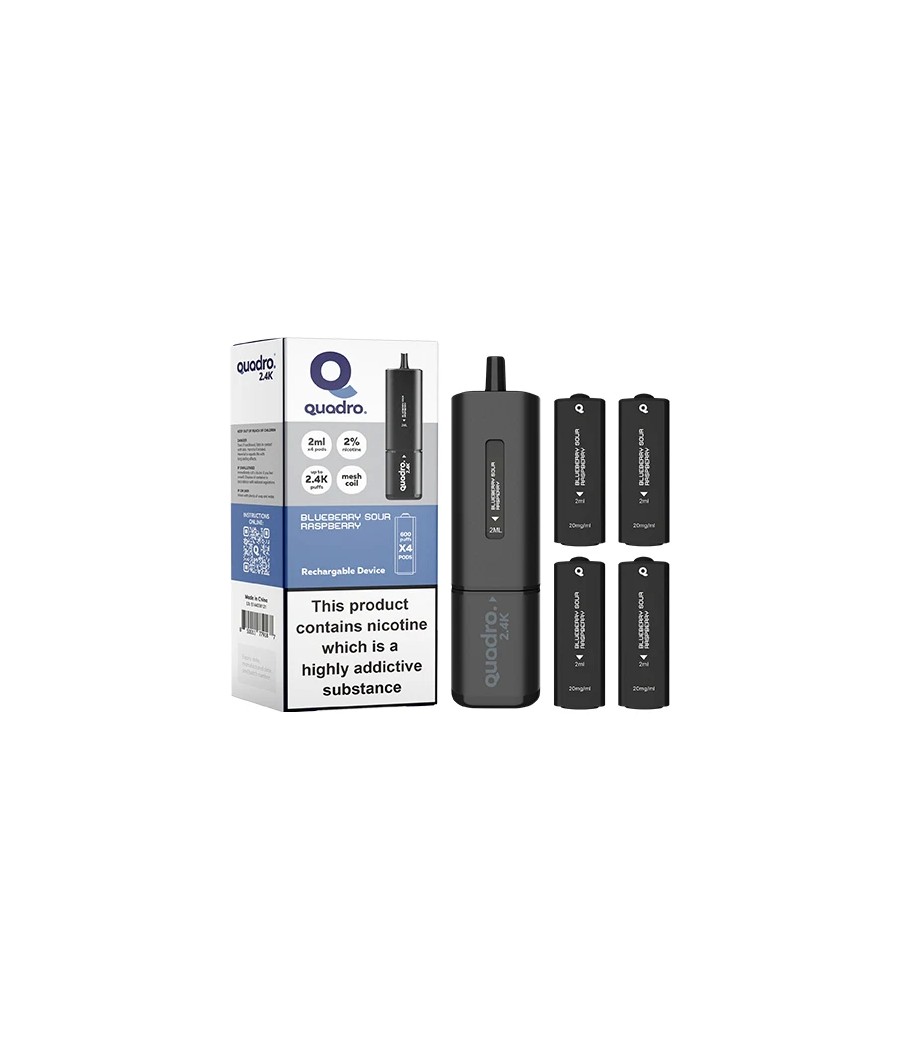 20mg Quadro 2.4K Pod Vape Kit 4 in 1 Black Series 2400 Puffs