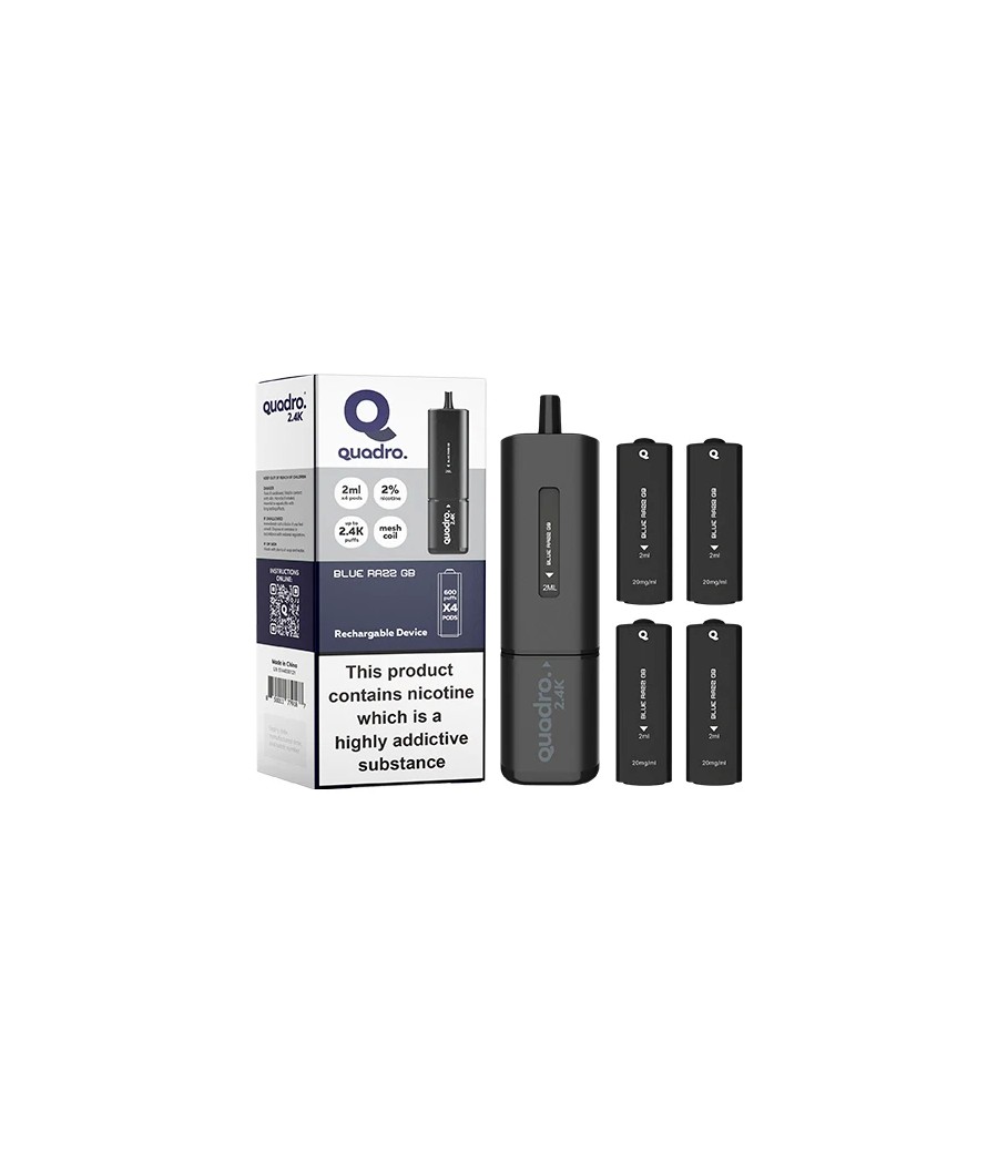 20mg Quadro 2.4K Pod Vape Kit 4 in 1 Black Series 2400 Puffs