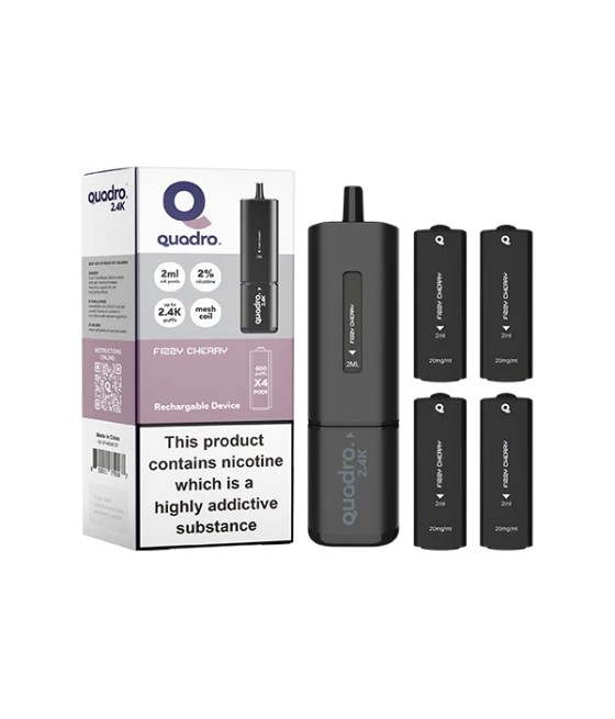 20mg Quadro 2.4K Pod Vape Kit 4 in 1 Black Series 2400 Puffs