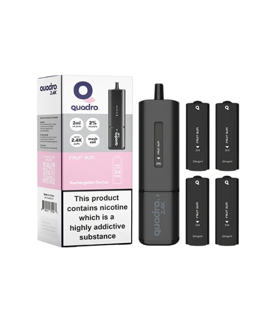 20mg Quadro 2.4K Pod Vape Kit 4 in 1 Black Series 2400 Puffs