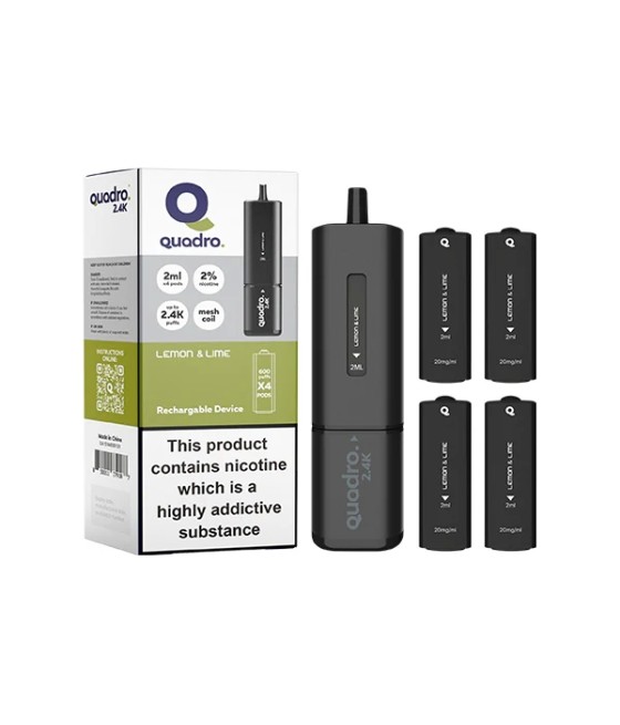 20mg Quadro 2.4K Pod Vape Kit 4 in 1 Black Series 2400 Puffs