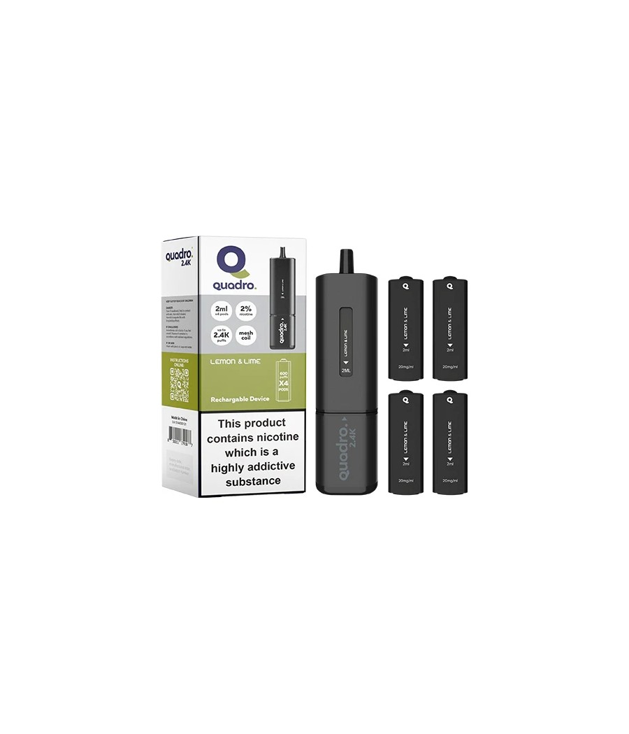 20mg Quadro 2.4K Pod Vape Kit 4 in 1 Black Series 2400 Puffs