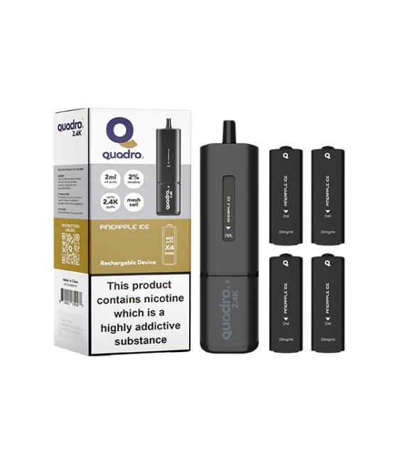 20mg Quadro 2.4K Pod Vape Kit 4 in 1 Black Series 2400 Puffs