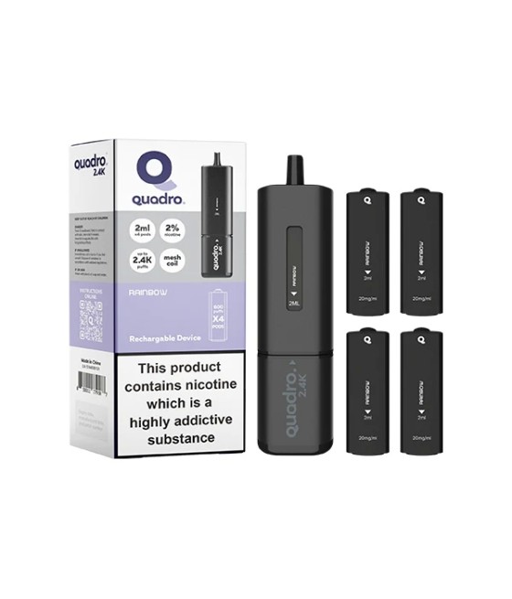 20mg Quadro 2.4K Pod Vape Kit 4 in 1 Black Series 2400 Puffs