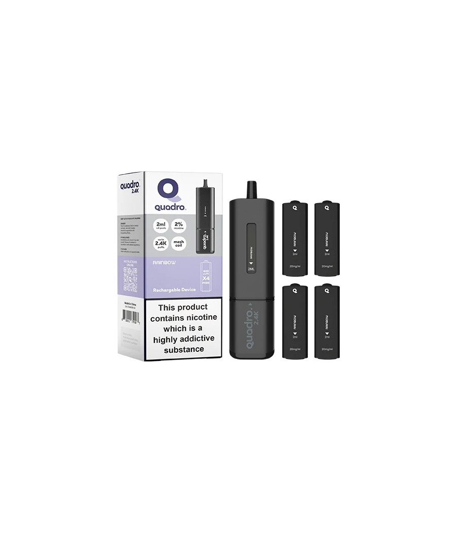20mg Quadro 2.4K Pod Vape Kit 4 in 1 Black Series 2400 Puffs