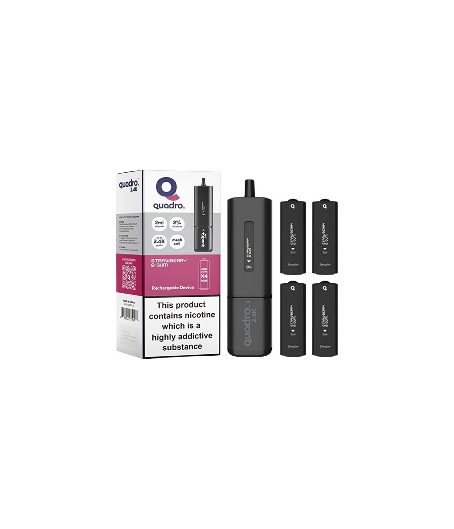 20mg Quadro 2.4K Pod Vape Kit 4 in 1 Black Series 2400 Puffs