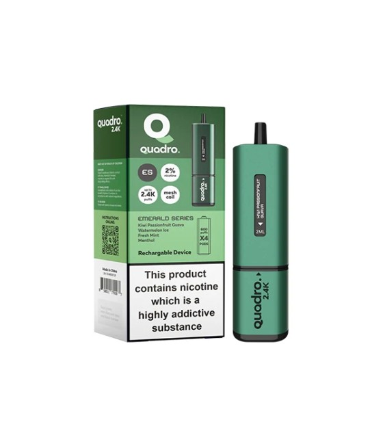 20mg Quadro 2.4K Pod Vape Kit 4 in 1 - 2400 Puffs