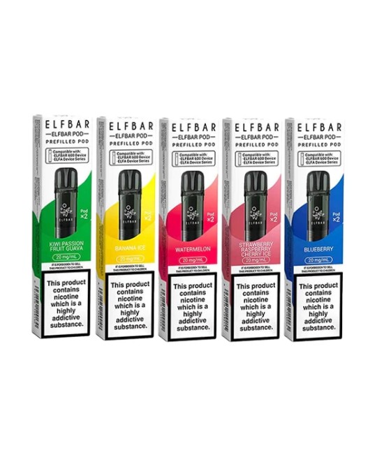 20mg Elf Bar 600 Prefilled Pods 2ml 1200 Puffs - 2 Pcs