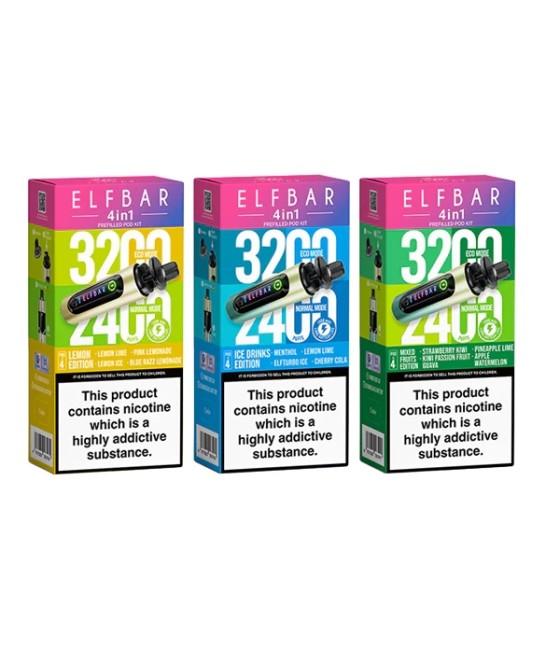 20mg Elf Bar 4 in 1  Pod Vape Kit 3200 Puffs