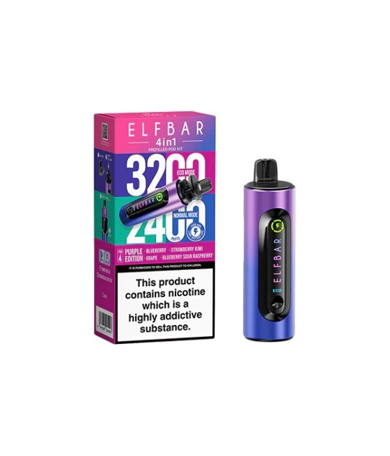 20mg Elf Bar 4 in 1  Pod Vape Kit 3200 Puffs