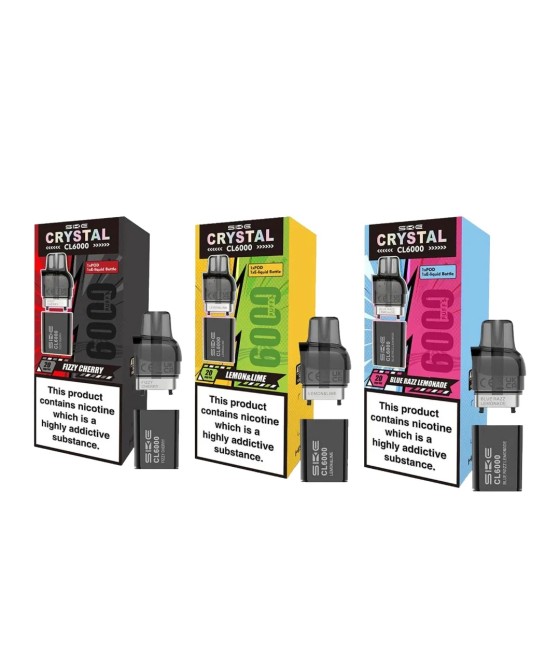 SKE Crystal CL6000 20mg Replacement Prefilled Pods 2ml 1200 Puffs - 2 Pcs