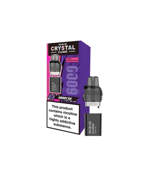 SKE Crystal CL6000 20mg Replacement Prefilled Pods 2ml 1200 Puffs - 2 Pcs