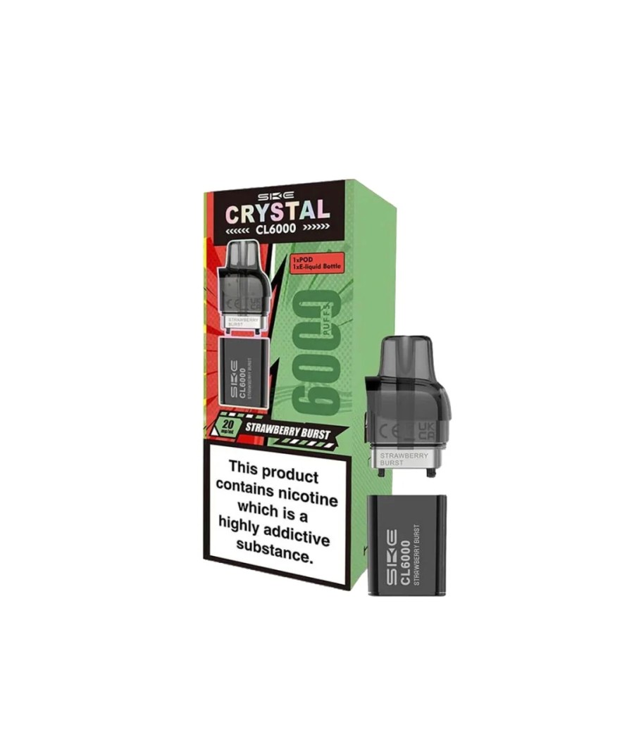 SKE Crystal CL6000 20mg Replacement Prefilled Pods 2ml 1200 Puffs - 2 Pcs