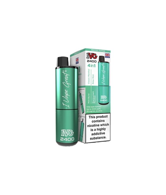 20mg IVG 2400 4 in 1 Multi Edition Rechargeable Pod Vape Kit 2400 Puffs